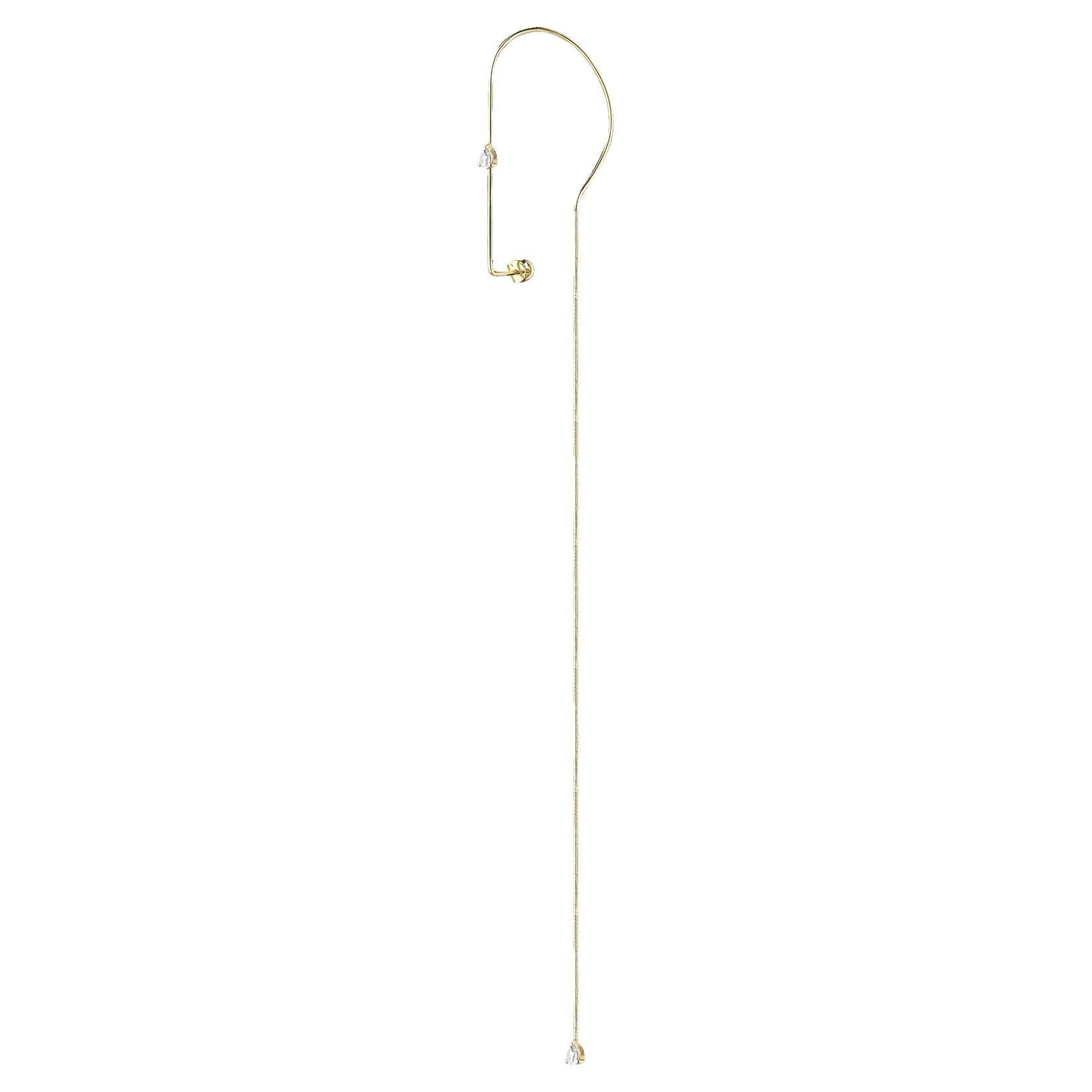 Pendiente de oro de 18k con diamante talla pera