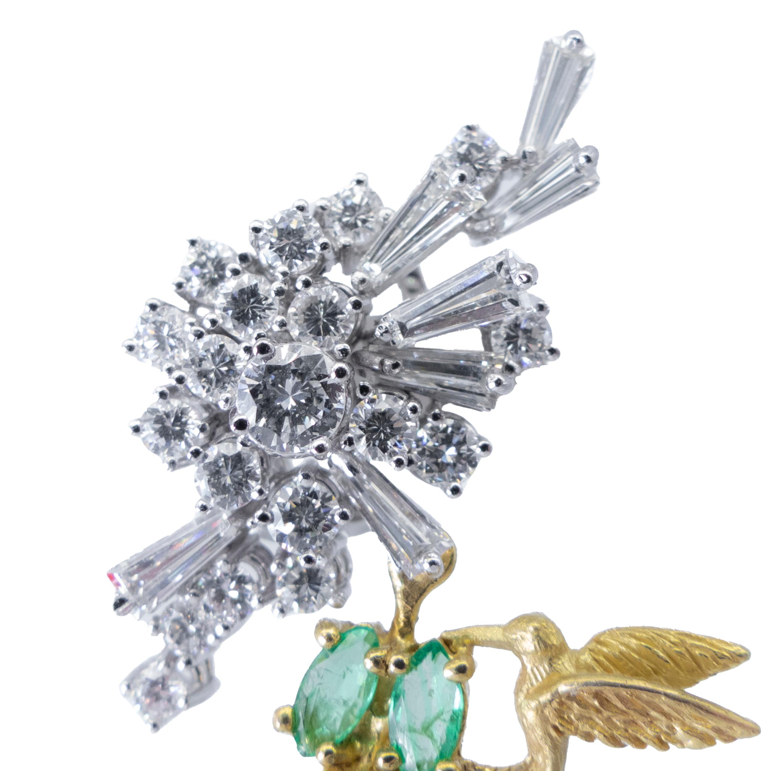 Modern 18K Gold Earrings Fire Opals Tulip Emeralds Diamonds Hummingbirds Vicente Gracia For Sale