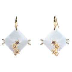 18 Karat Gold Ohrringe mit grauen Diamanten und Sternen, handgefertigt in Italien von Rossella Ugolini 