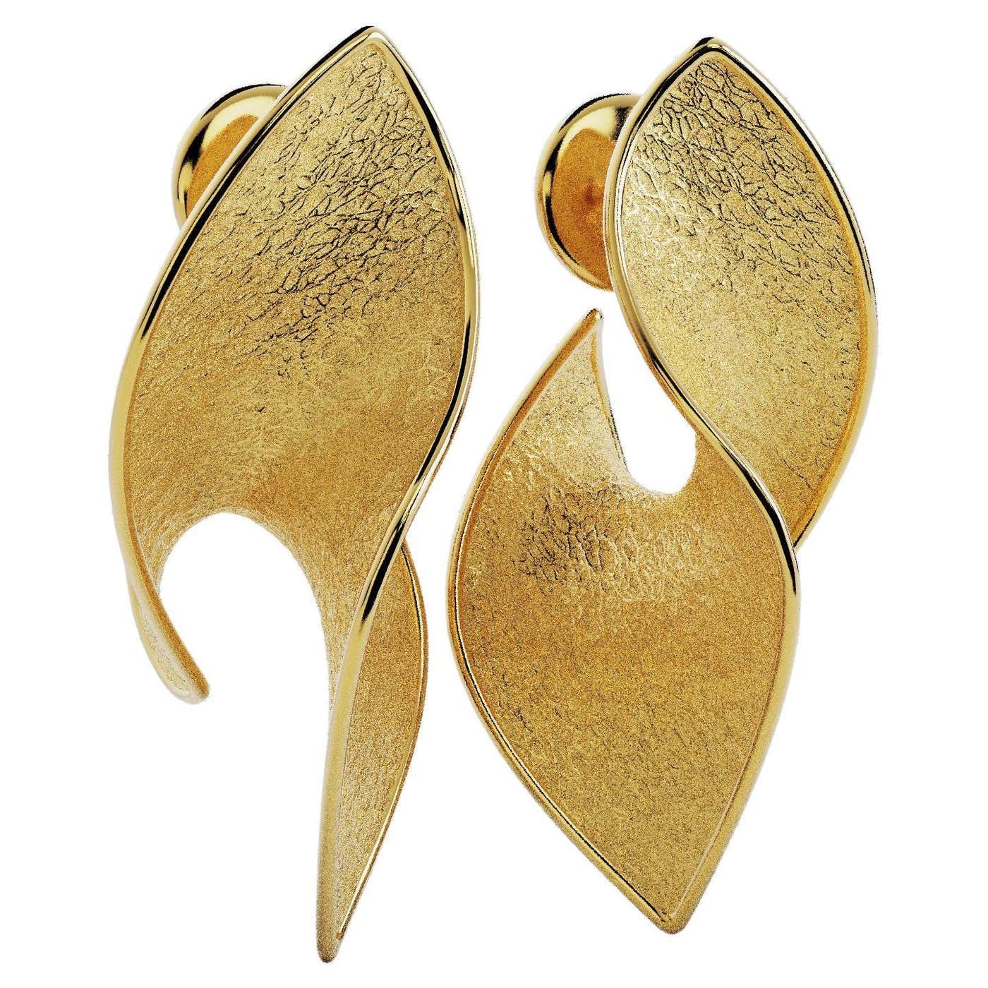 18k Gold Earrings Made in Italy by Oltremare Gioielli Modern Italian