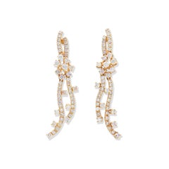18K gold earrings studded with natural pink diamonds