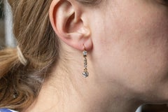 18k Gold Earrings with old brilliant-cut diamonds 2.90 ct, early 20th century