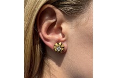 18k Gold earrings with old-cut diamonds, 0.60ct, circa 1940s