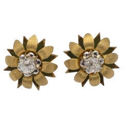 18k Gold earrings with old-cut diamonds, 0.60ct, circa 1940s