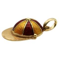 18K Gold Edwardian Jockey Hat Charm with Enamel