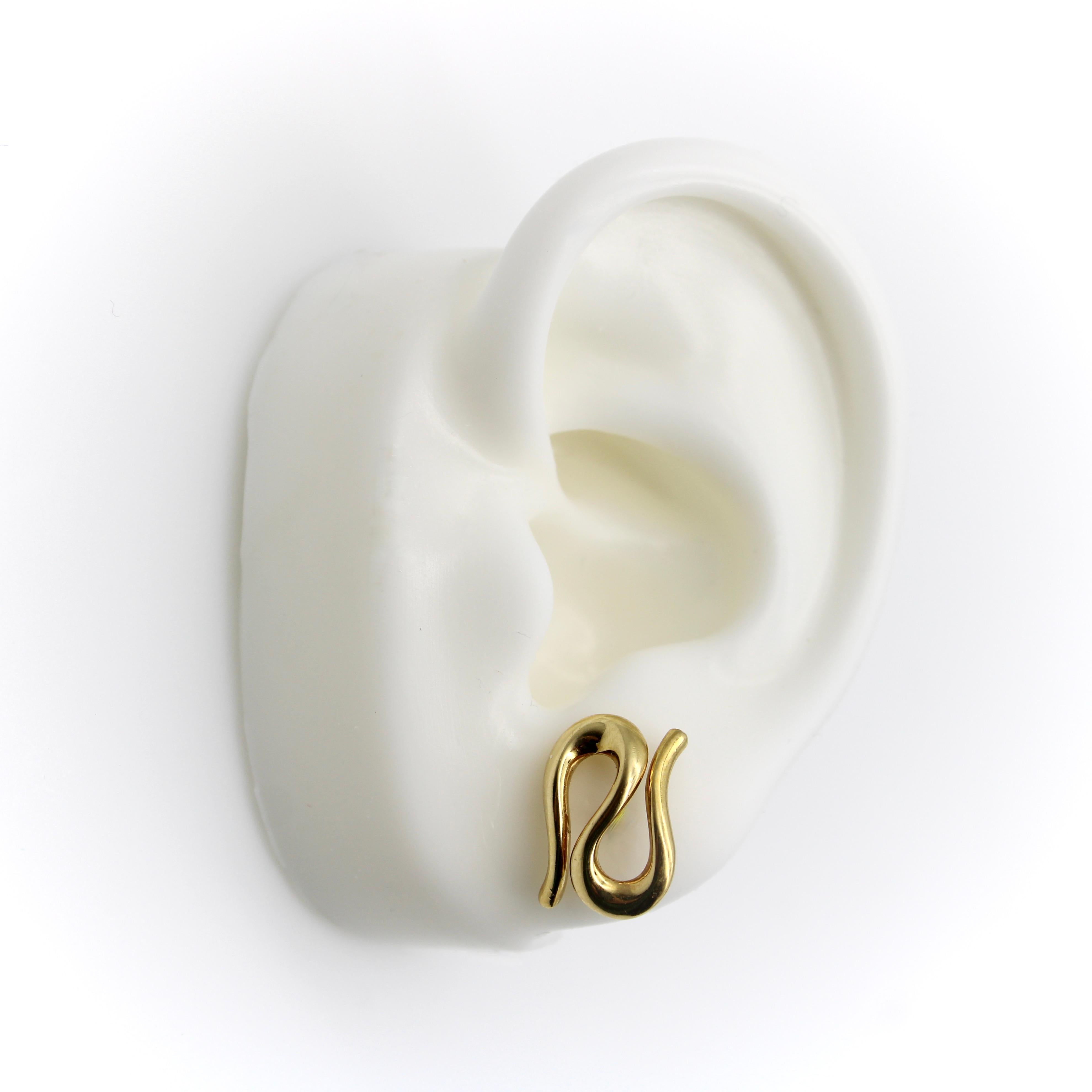 Modernist 18k Gold Elsa Peretti Snake Stud Earrings by Tiffany & Co.