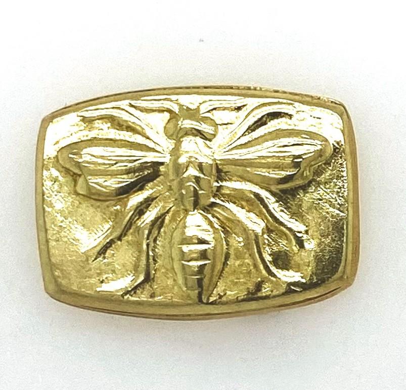 Artist 18k Gold Embossed Bee Stud Earrings Made by Ataumbi Metals