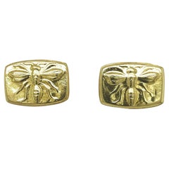 18k Gold Embossed Bee Stud Earrings Made by Ataumbi Metals