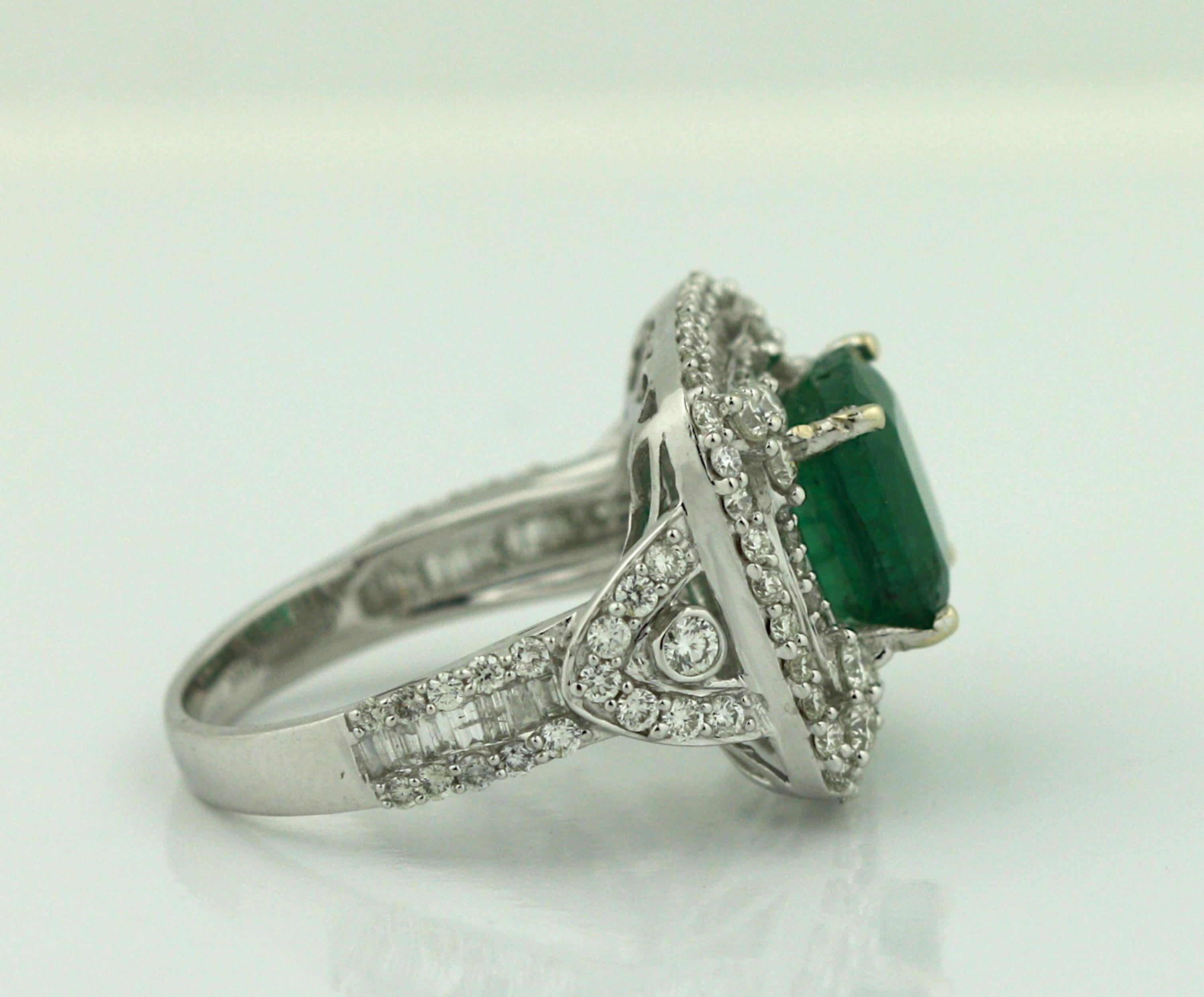 18K Gold Emerald and Diamond Ring  2