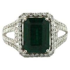 Vintage 18K Gold Emerald and Diamond Ring
