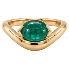 18K Gold Emerald Bypass Ring