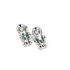 18k Gold Emerald Cts 0.96 Diamond Earrings