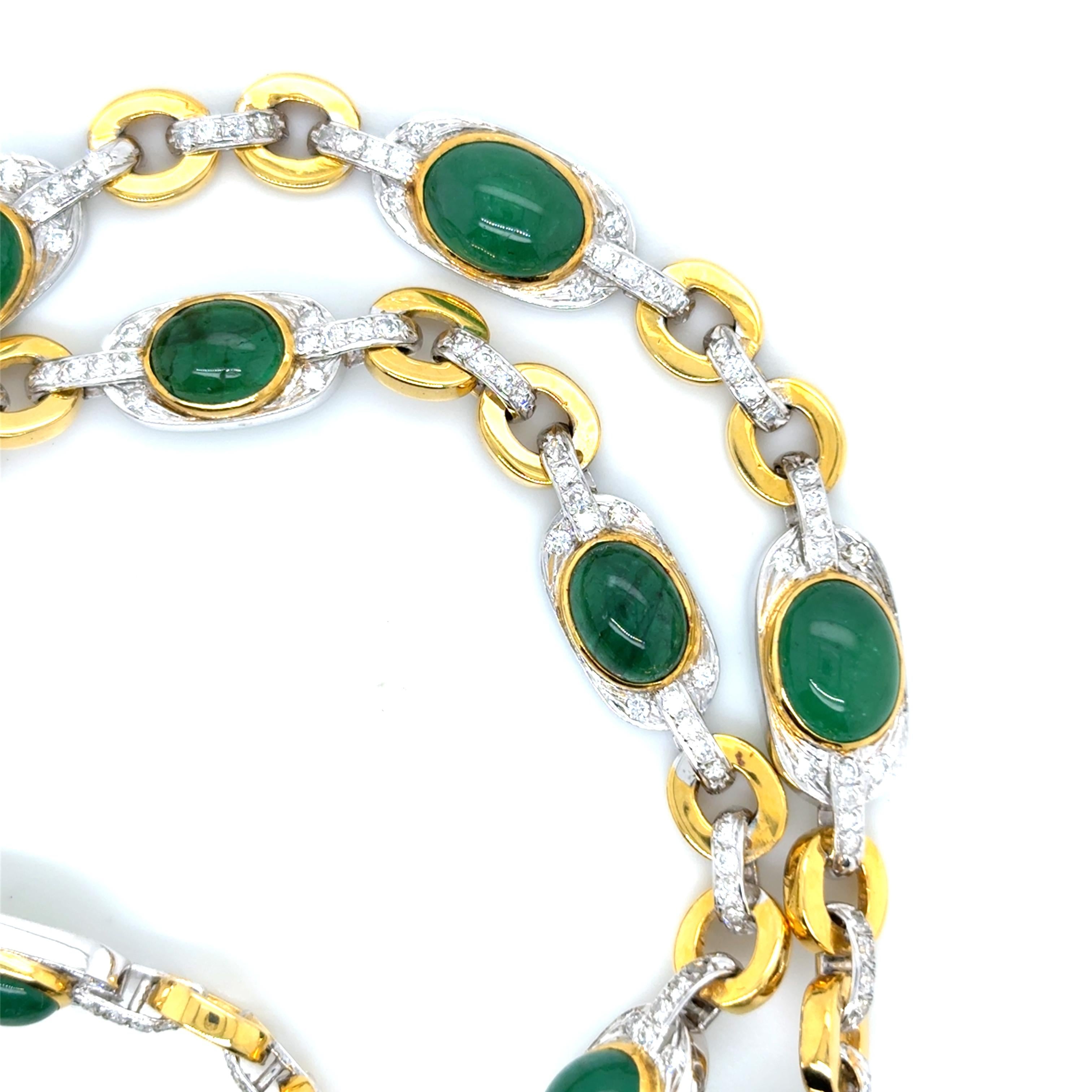 18k Gold Smaragd Cts 25,27 Diamant-Halskette im Angebot 4