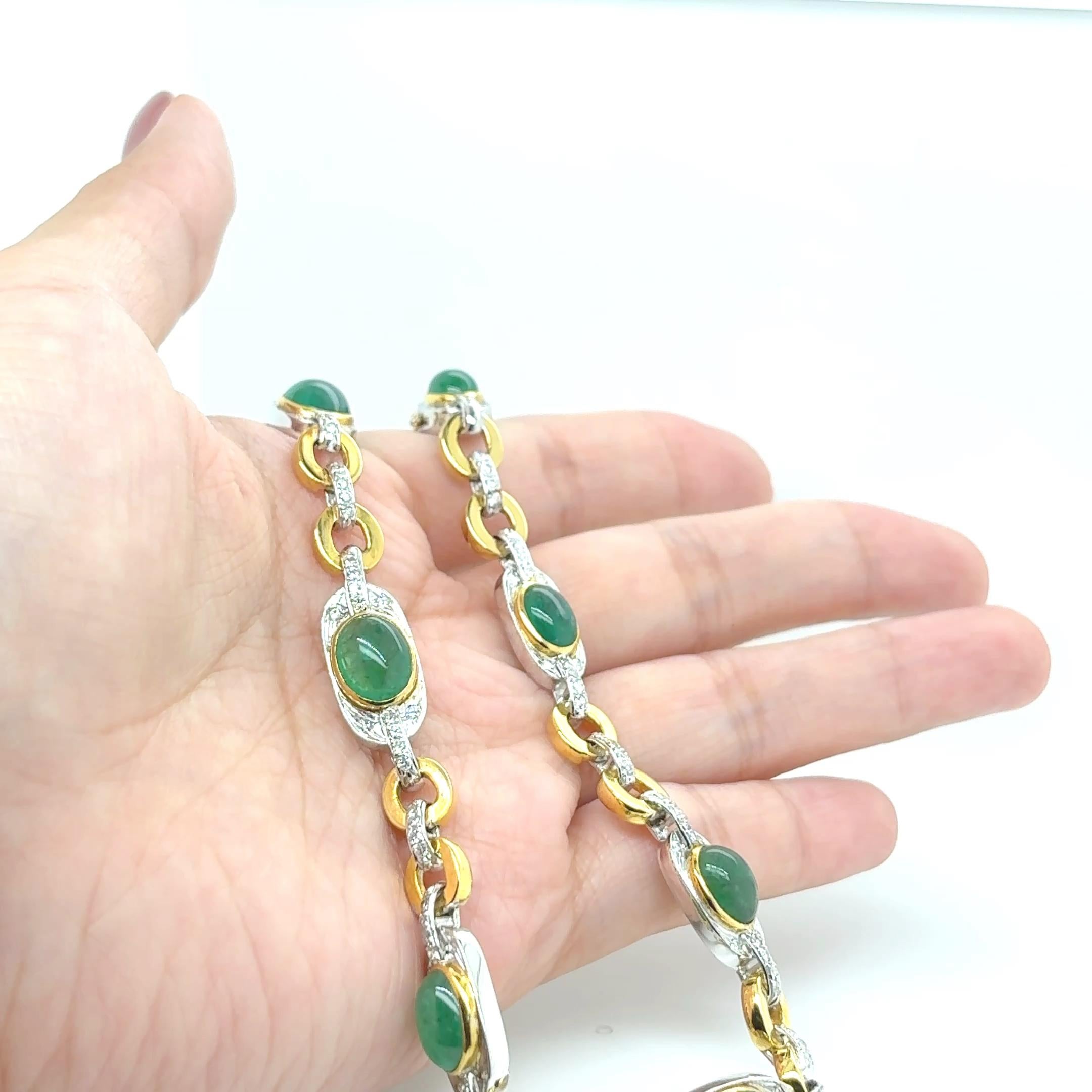 18k Gold Smaragd Cts 25,27 Diamant-Halskette im Angebot 8