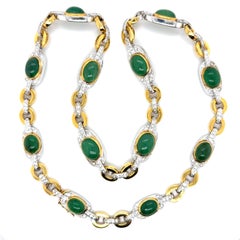 18k Gold Emerald Cts 25.27 Diamond Necklace