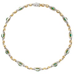 18k Gold Emerald Cts 25.27 Diamond Necklace