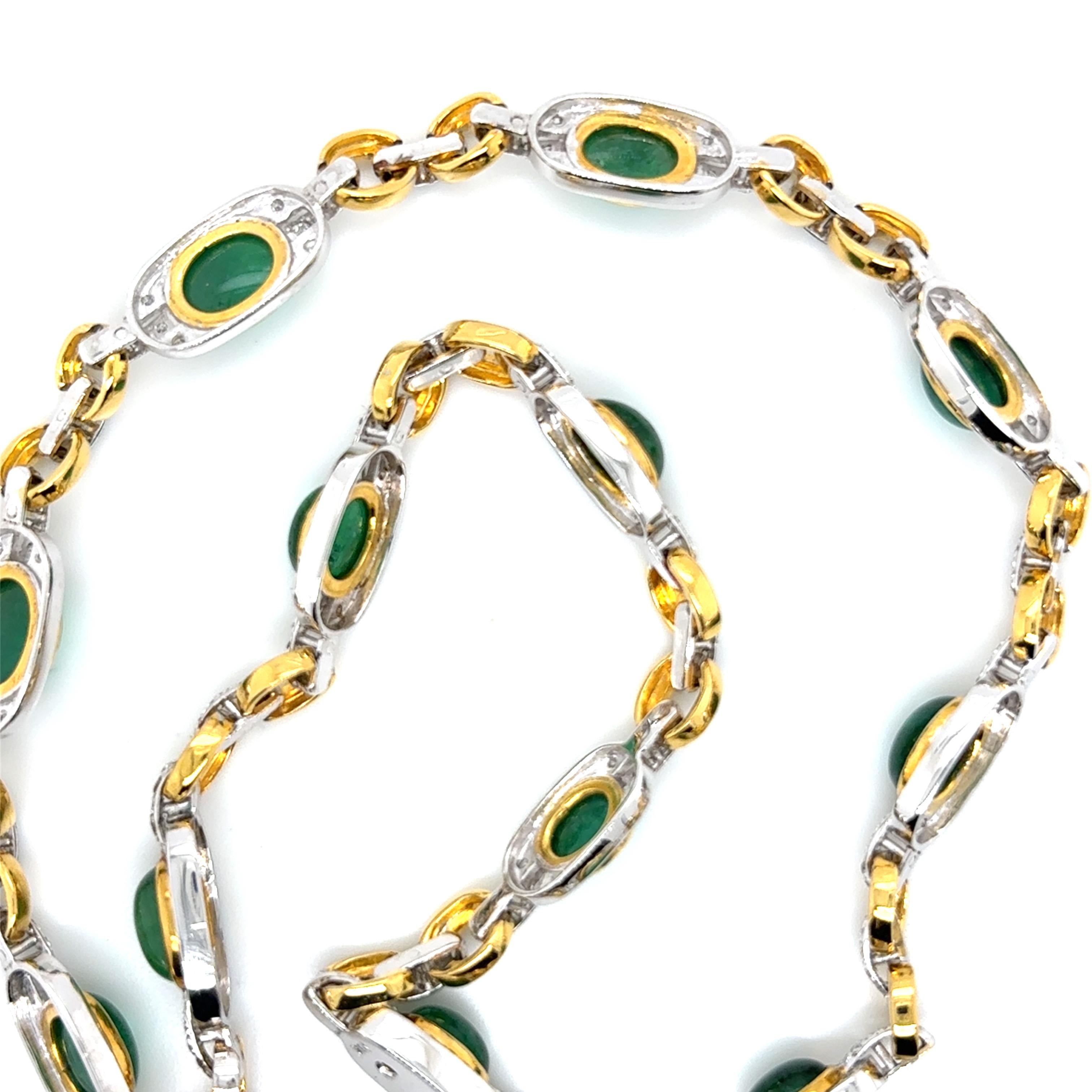 18k Gold Smaragd Cts 25,27 Diamant-Halskette (Zeitgenössisch) im Angebot