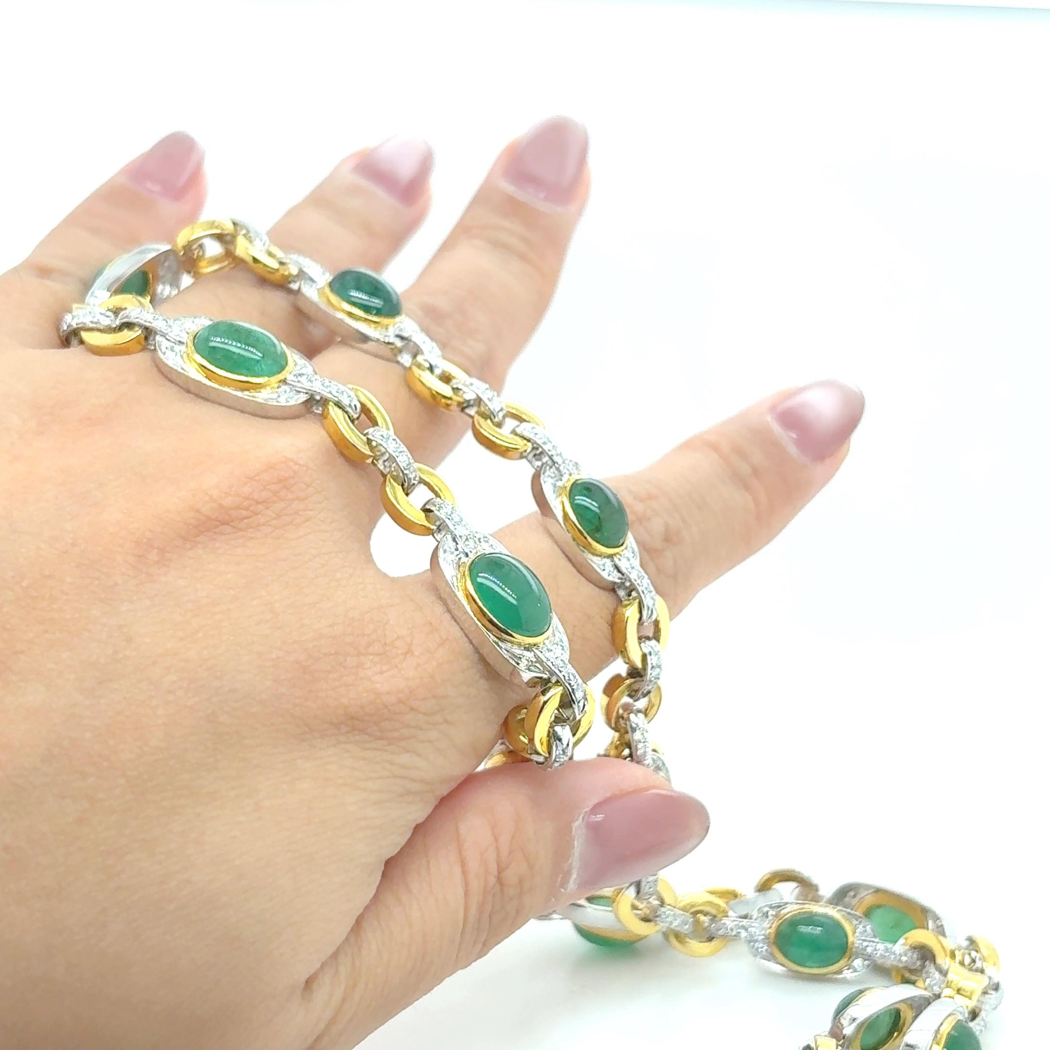 18k Gold Smaragd Cts 25,27 Diamant-Halskette Damen im Angebot