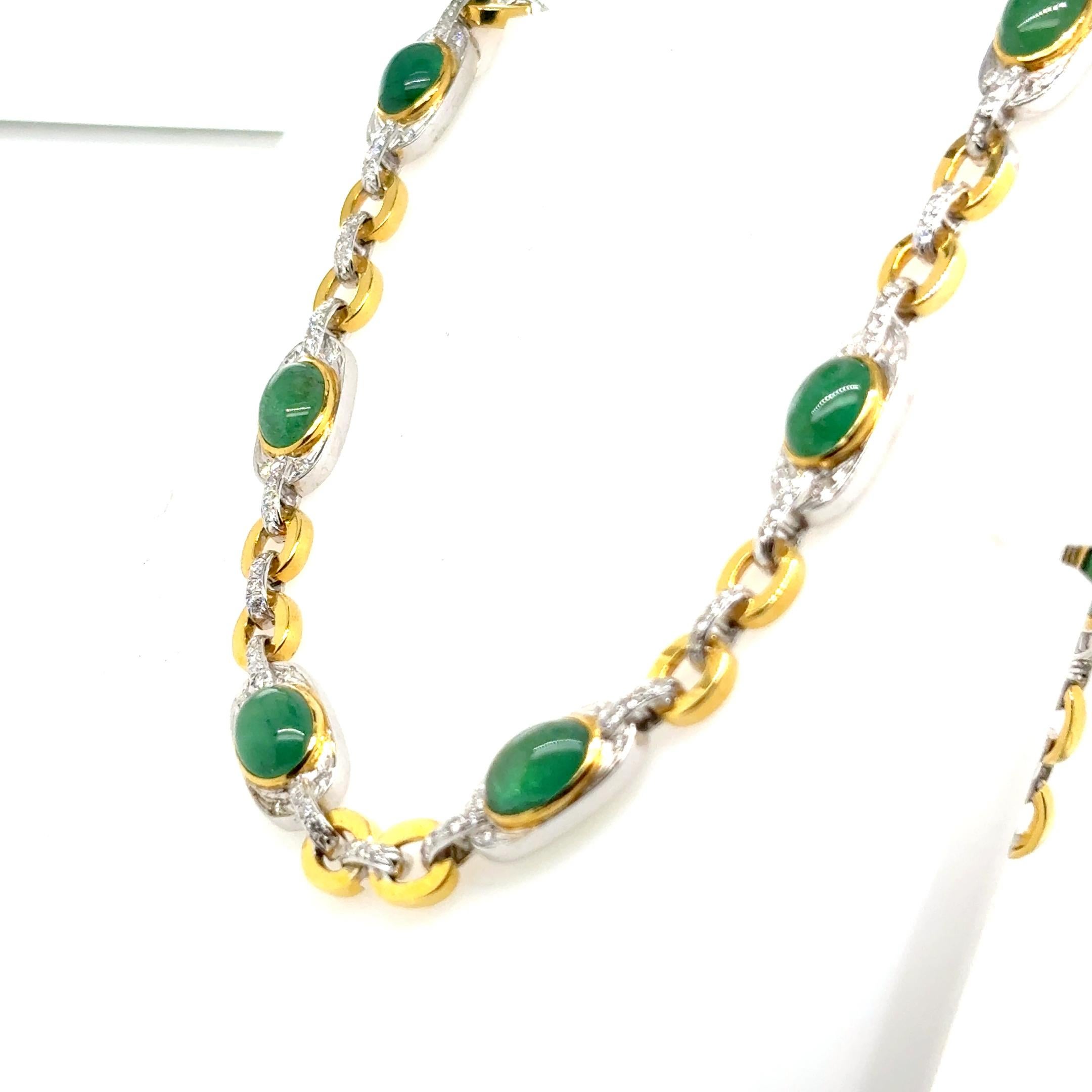 18k Gold Smaragd Cts 25,27 Diamant-Halskette im Angebot 1