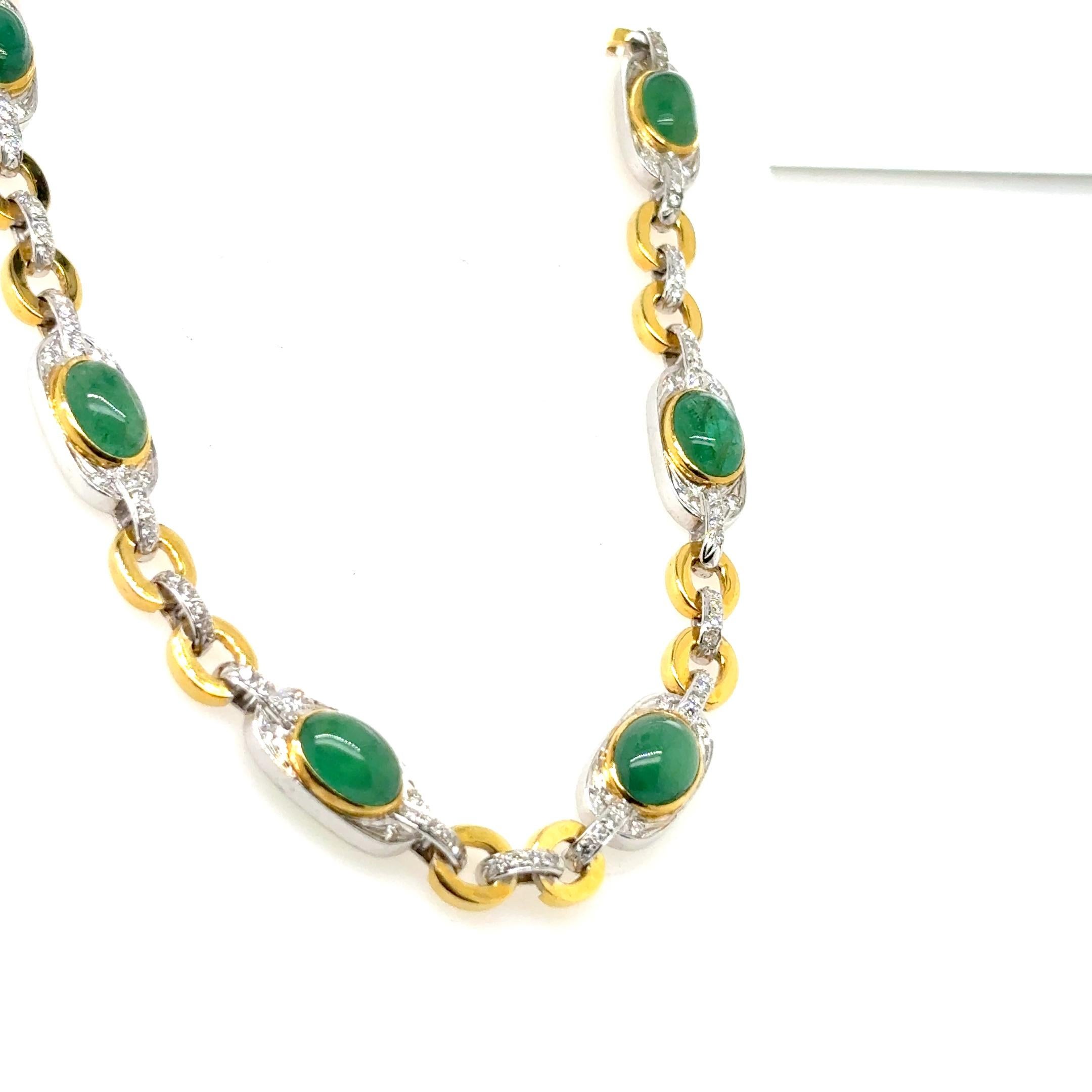 18k Gold Smaragd Cts 25,27 Diamant-Halskette im Angebot 2