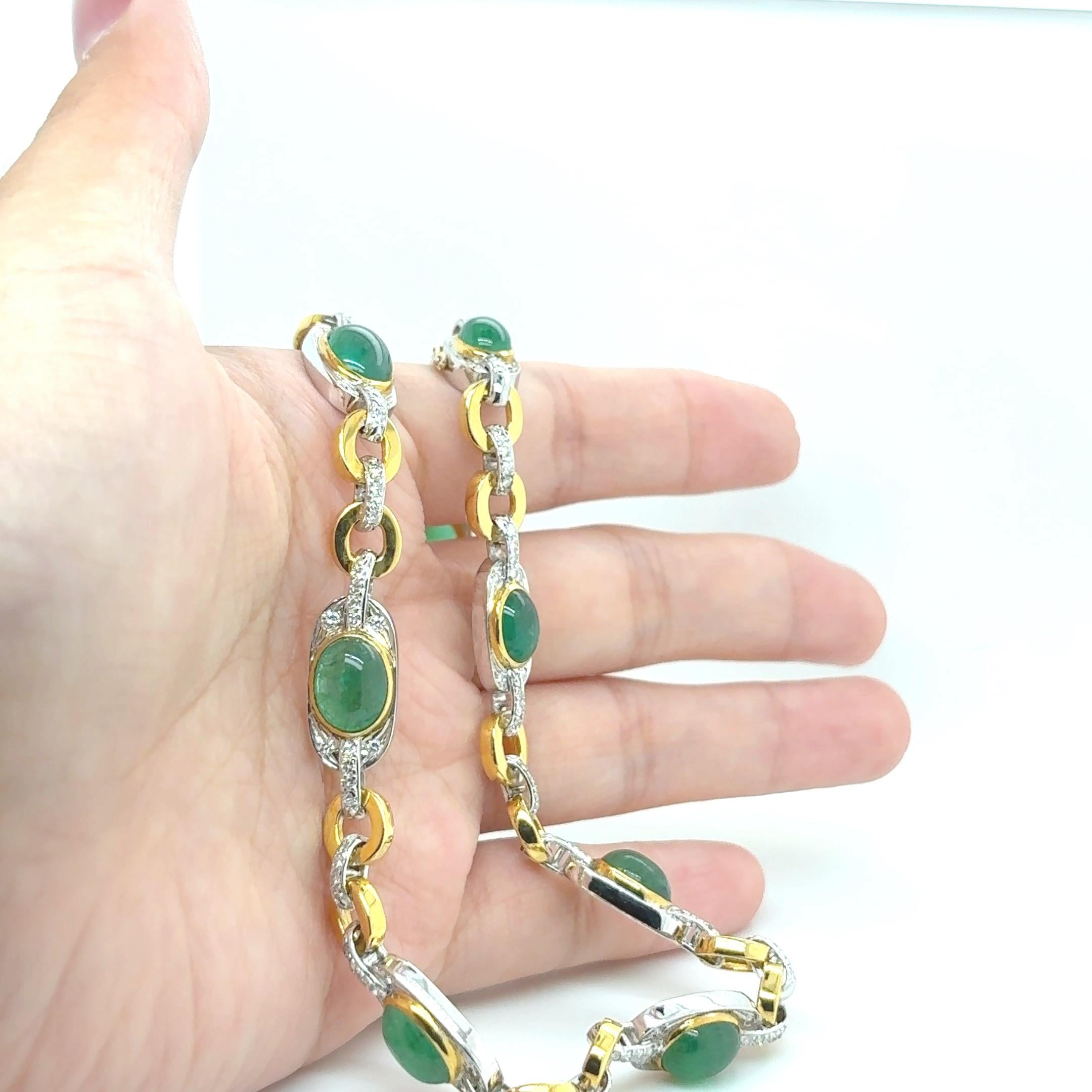 18k Gold Smaragd Cts 25,27 Diamant-Halskette im Angebot 3