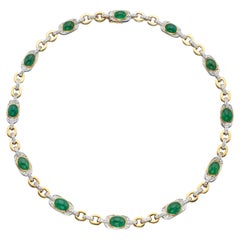 18k Gold Emerald Cts 25.27 Diamond Necklace