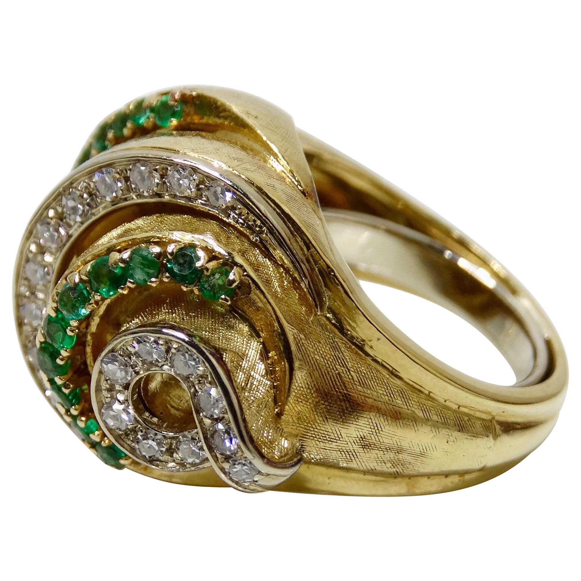 Emerald & Diamond Cocktail Ring  For Sale