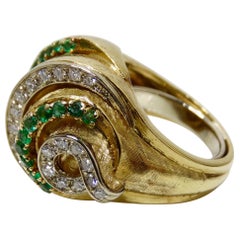 Bague cocktail en émeraude et diamant