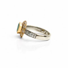 18k Gold Emerald Diamond Sapphire Engagement Ring by Alexander Leyser