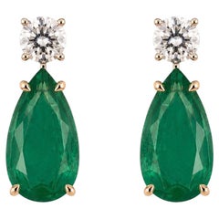 18k Gold Emerald Drop Earrings