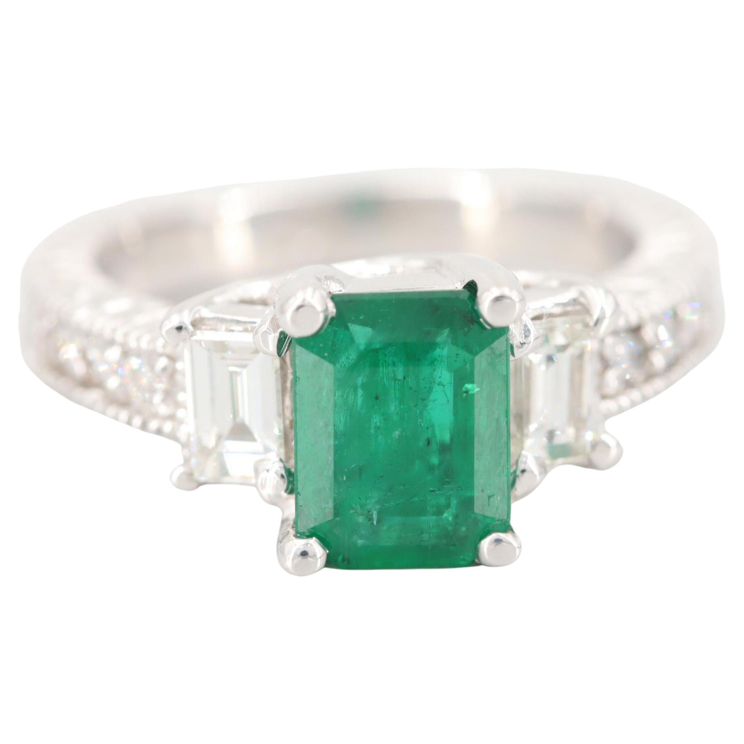 Customizable Antique Emerald Engagement Ring, Victorian Emerald Wedding