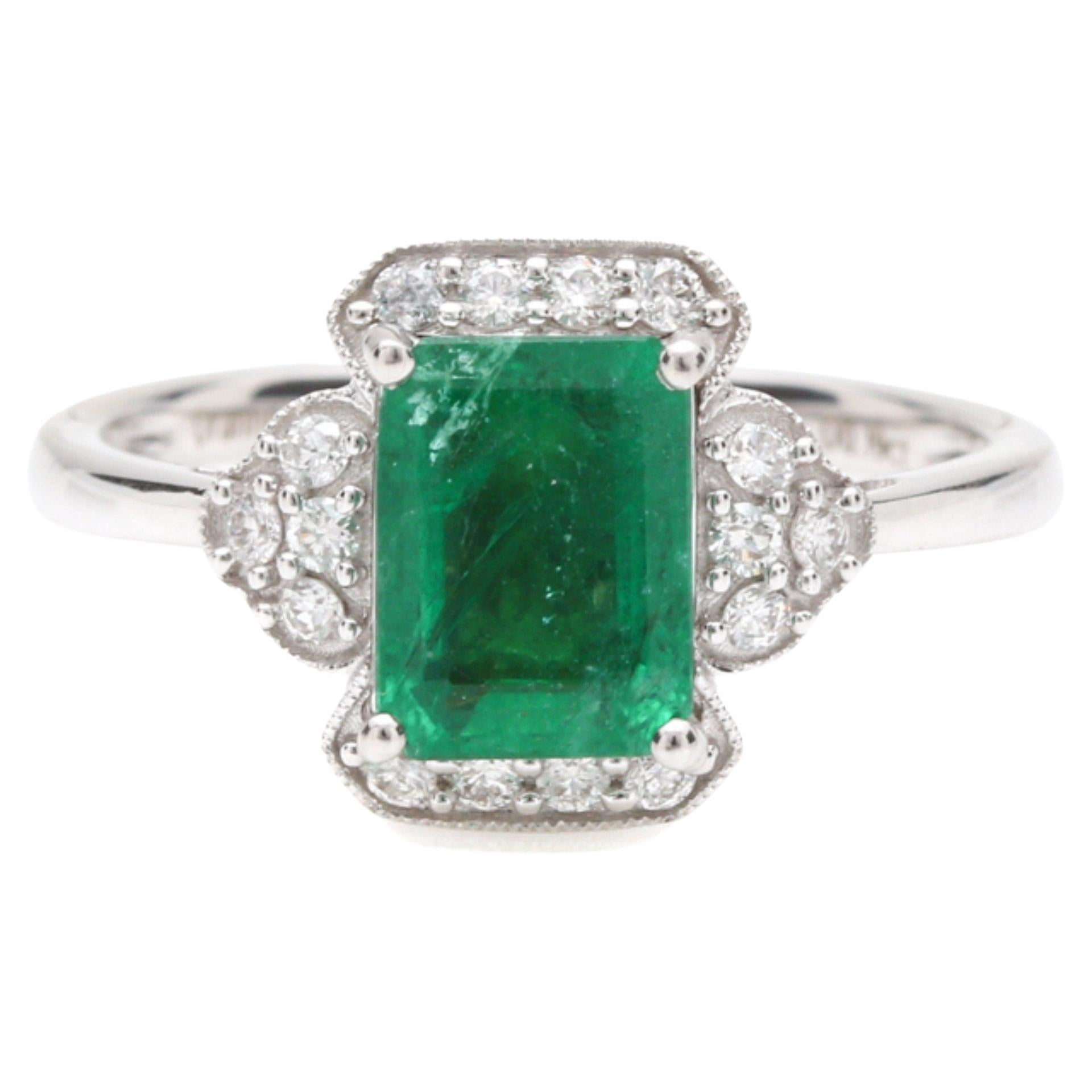 Customizable 18K Gold Emerald Engagement Ring, Antique Wedding Ring