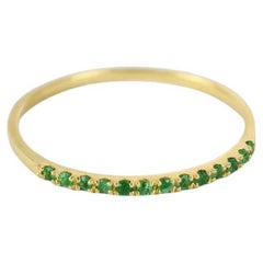 18k Gold Emerald Half Eternity Ring Genuine Green Emerald