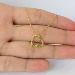 18k Gold Emerald Heart Necklace Minimalist Necklace Valentine Jewelry