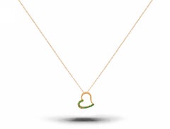 18k Gold Emerald Heart Necklace Natural Emerald Minimalist Necklace