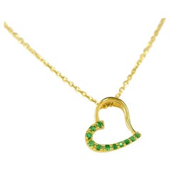 18k Gold Emerald Heart Necklace Natural Emerald Minimalist Necklace