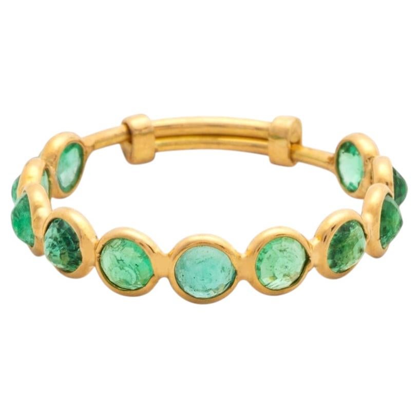 18K Gold Emerald Ring with adjustable shank – Mosaico Collection