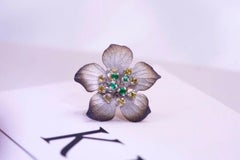 18K Gold Emerald & Yellow Sapphire Flower Earrings
