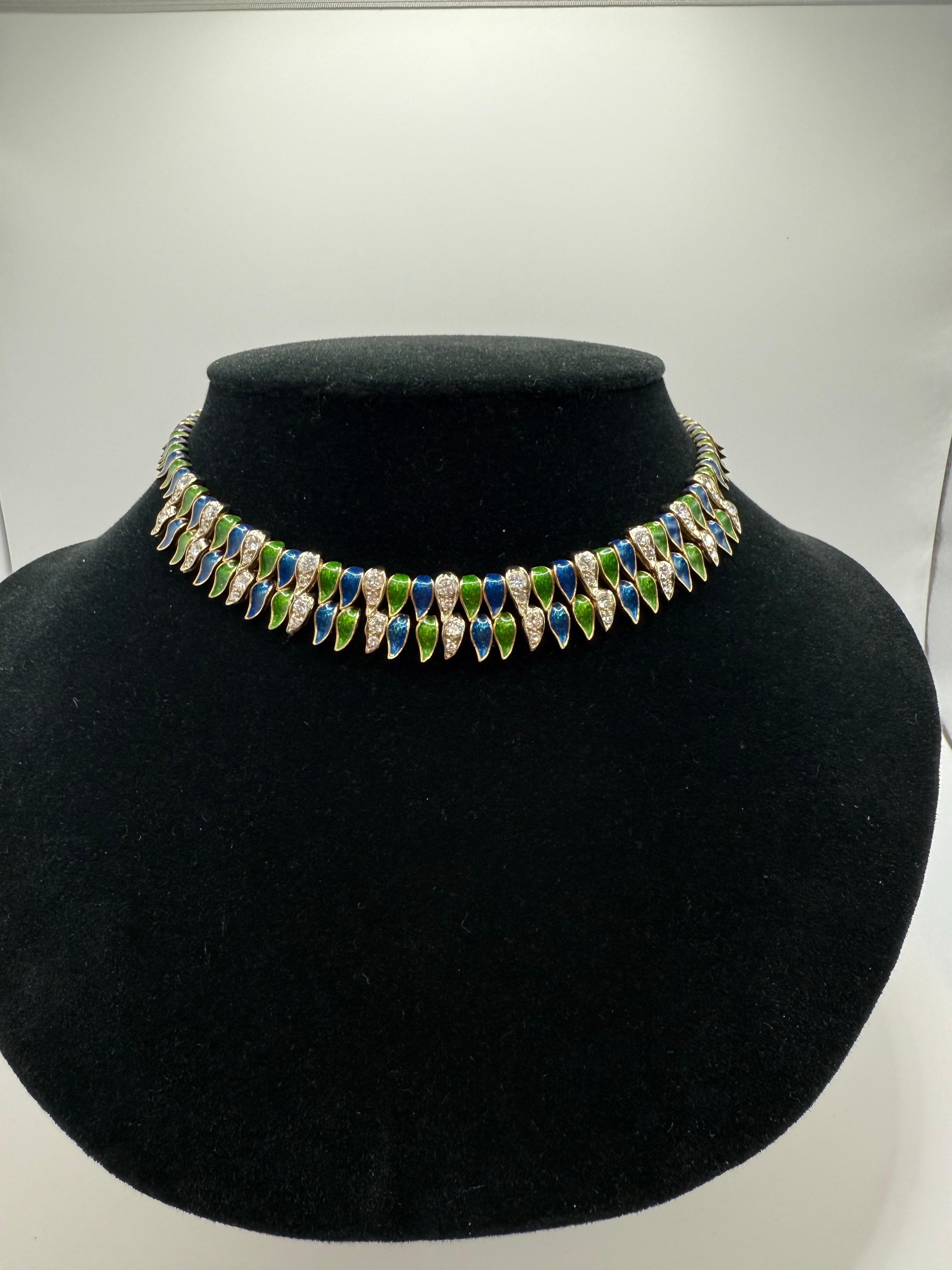 Women's 18k Gold Enamel Choker For Sale