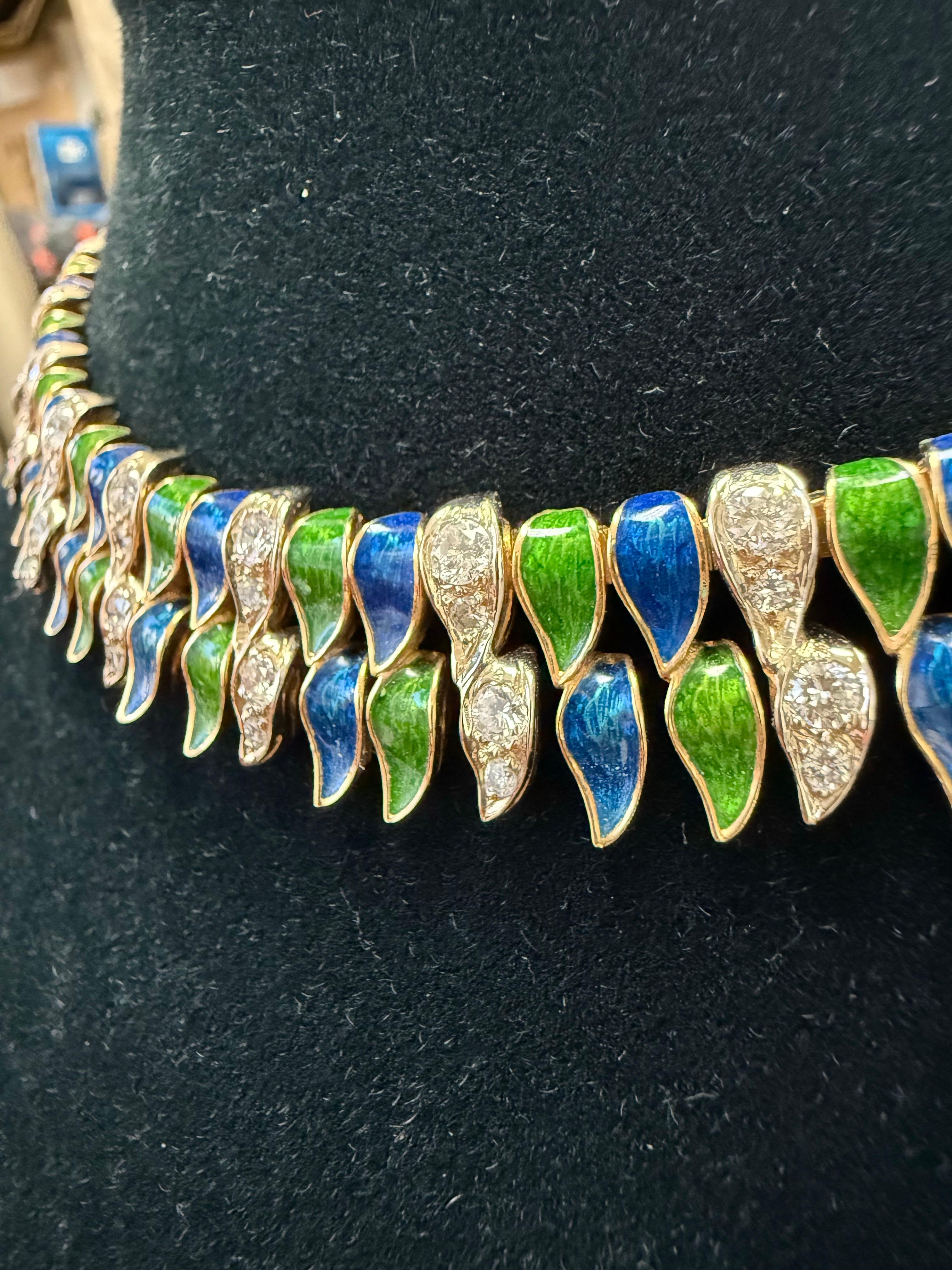 18k Gold Enamel Choker For Sale 1