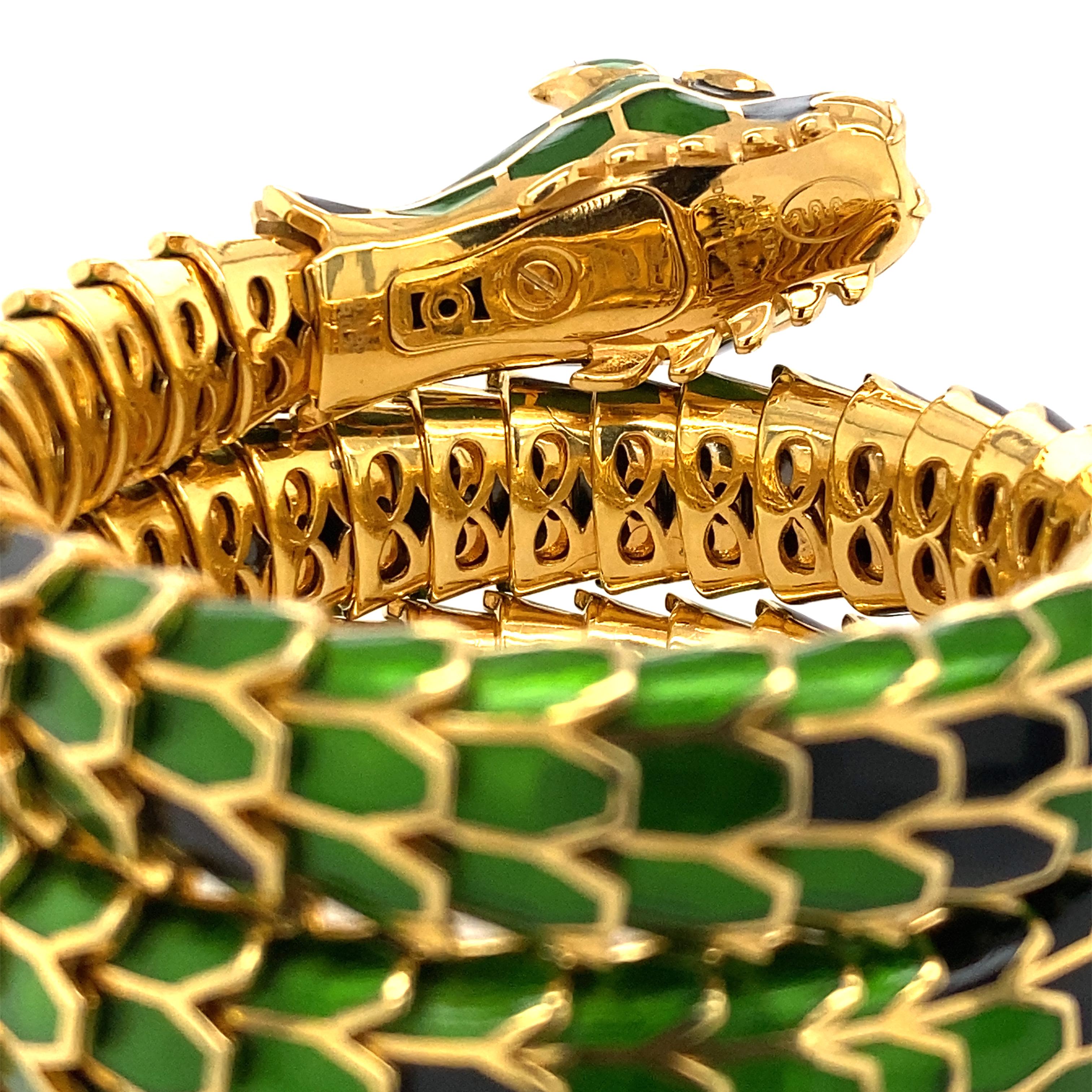 Women's 18k Gold Enamel Dragon Bracelet