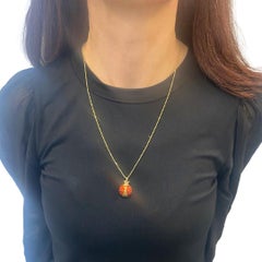 18k Gold Enamel Ladybug Pendant 14k Gold Chain Necklace