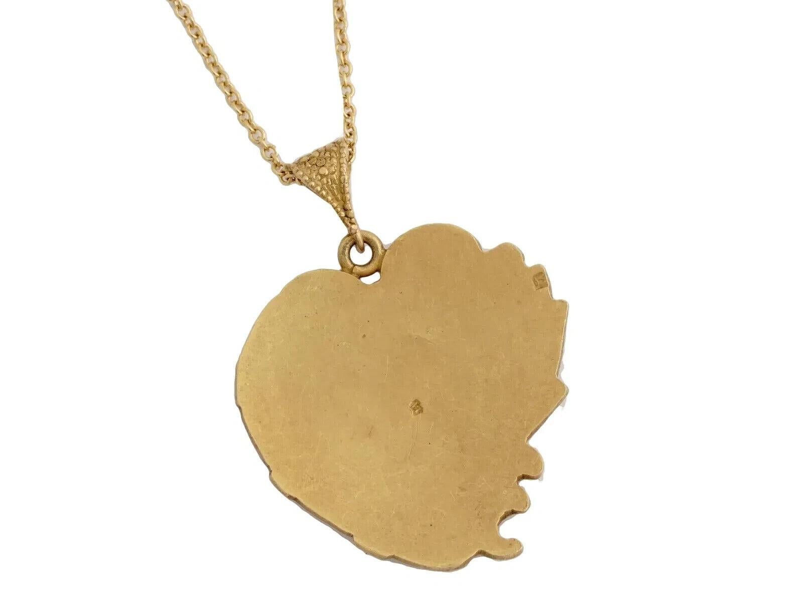 18K Gold Enamel Necklace With Allah Symbol Pendant In Good Condition For Sale In New York, NY