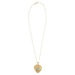 18K Gold Enamel Necklace With Allah Symbol Pendant