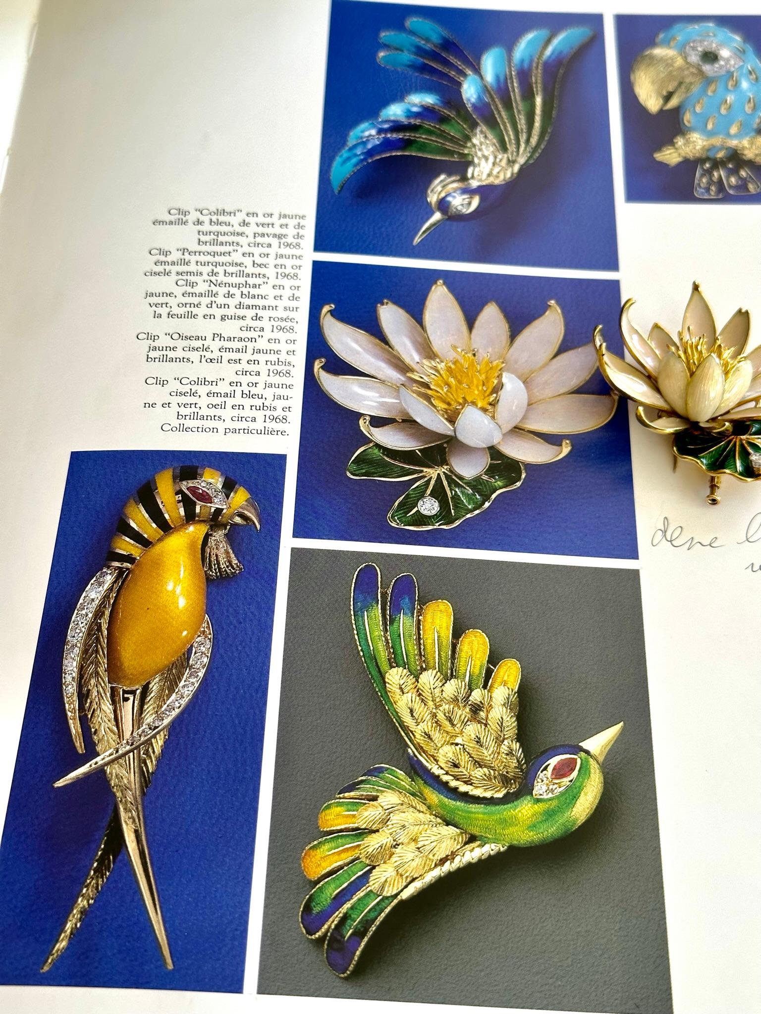 18k, Gold/Enemal, Mauboussin Water Lily Brooch from, 1968 For Sale 5