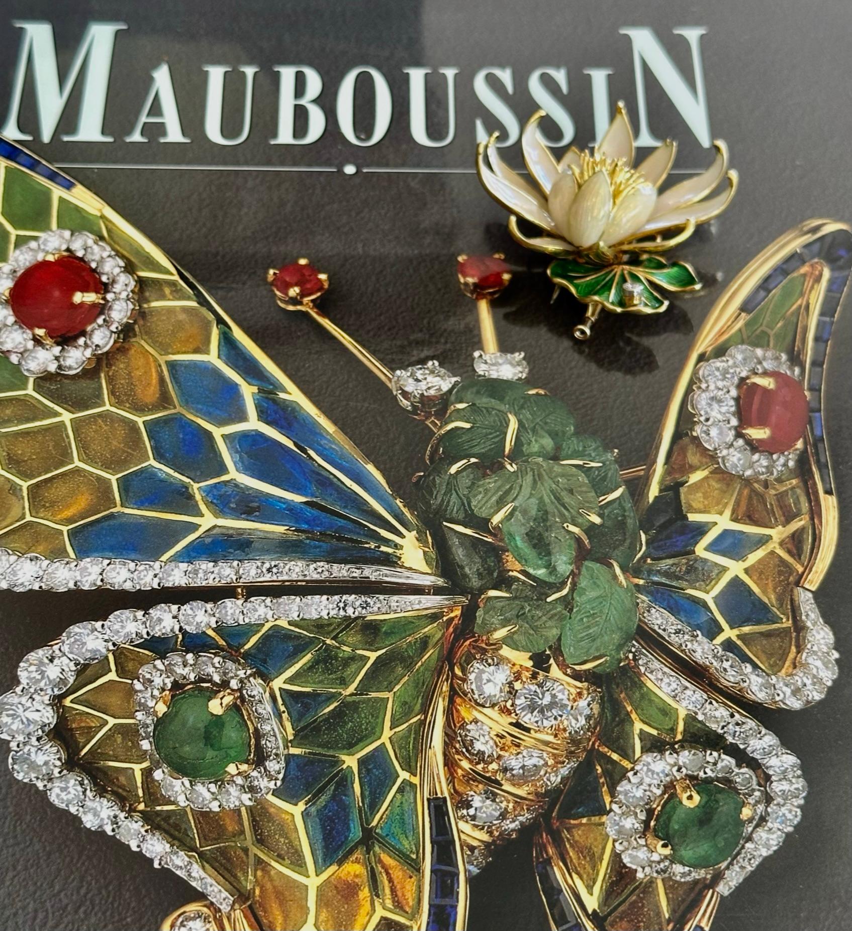 18k, Gold/Enemal, Mauboussin Water Lily Brooch from, 1968 For Sale 6