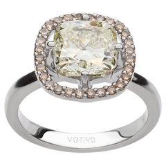 18K Gold Engagement Ring with Yellow Diamond and Accent Brown Diamonds