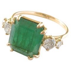 Anillo de compromiso de oro de 18 quilates Esmeralda para mujer 2,76 ct Diamantes 0,35 ct Talla brillante