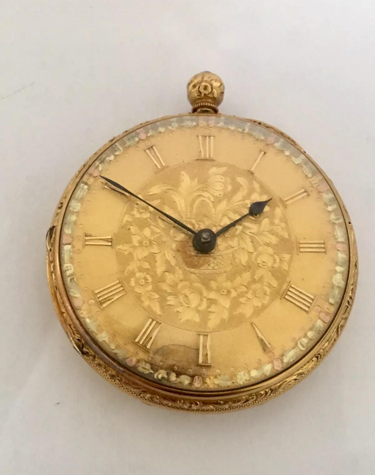 18 Karat Gold English Fusee Pocket Watch Signed Headworth, London 6