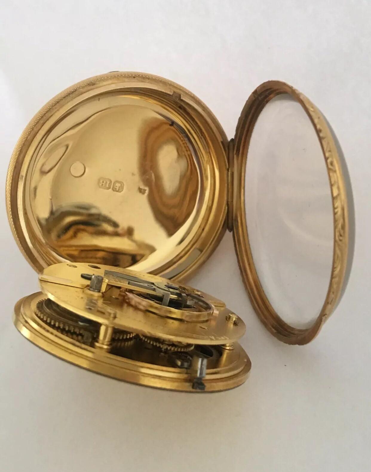 18 Karat Gold English Fusee Pocket Watch Signed Headworth, London 4